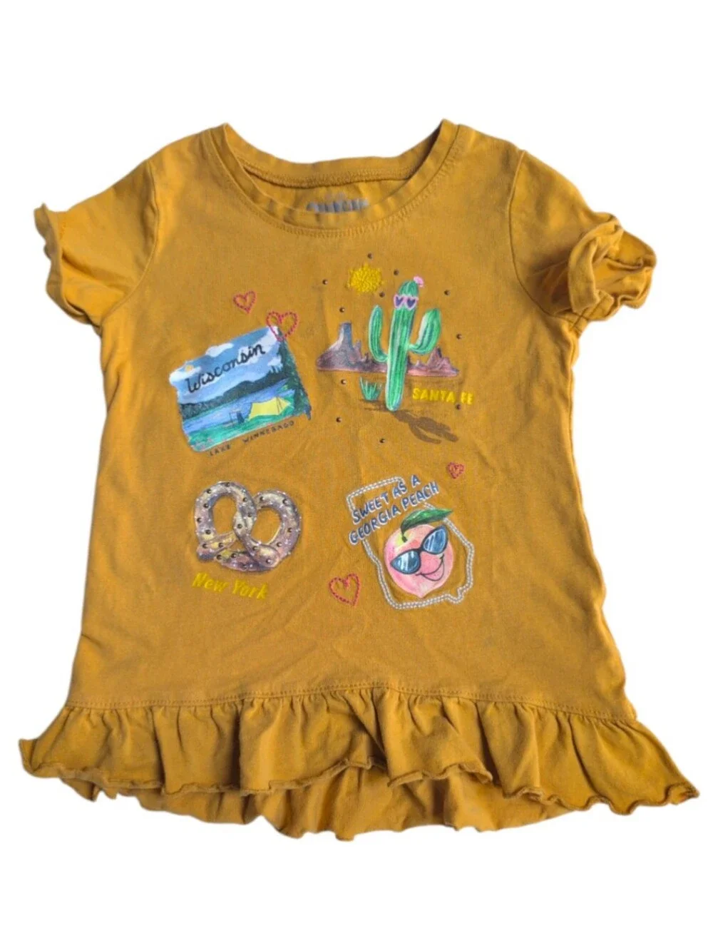 🍁2/$7🍁OSHKOSH Mustard Yellow Flared Hem Tee Shirt